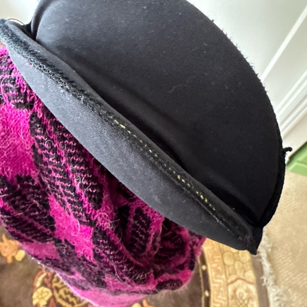 Vintage 80s/90s Kitty Hawk Pink & Black Chunky Knit Zip Up Cardigan Colorblock - Picture 4 of 5